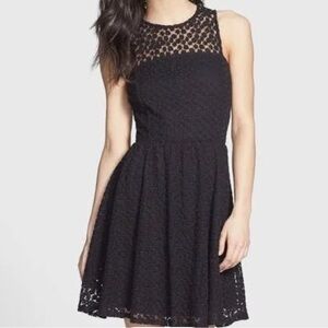 Ella Moss Black Floral Lace Mini Dress